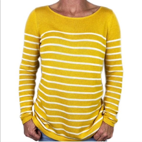 yellow white sweater